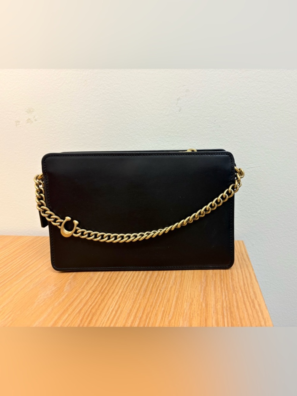Coach Refined Calf Leather Signature Chain Crossbody